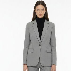 Theory Carrier Gray Wool Blend Single Breasted Blazer Jacket 6